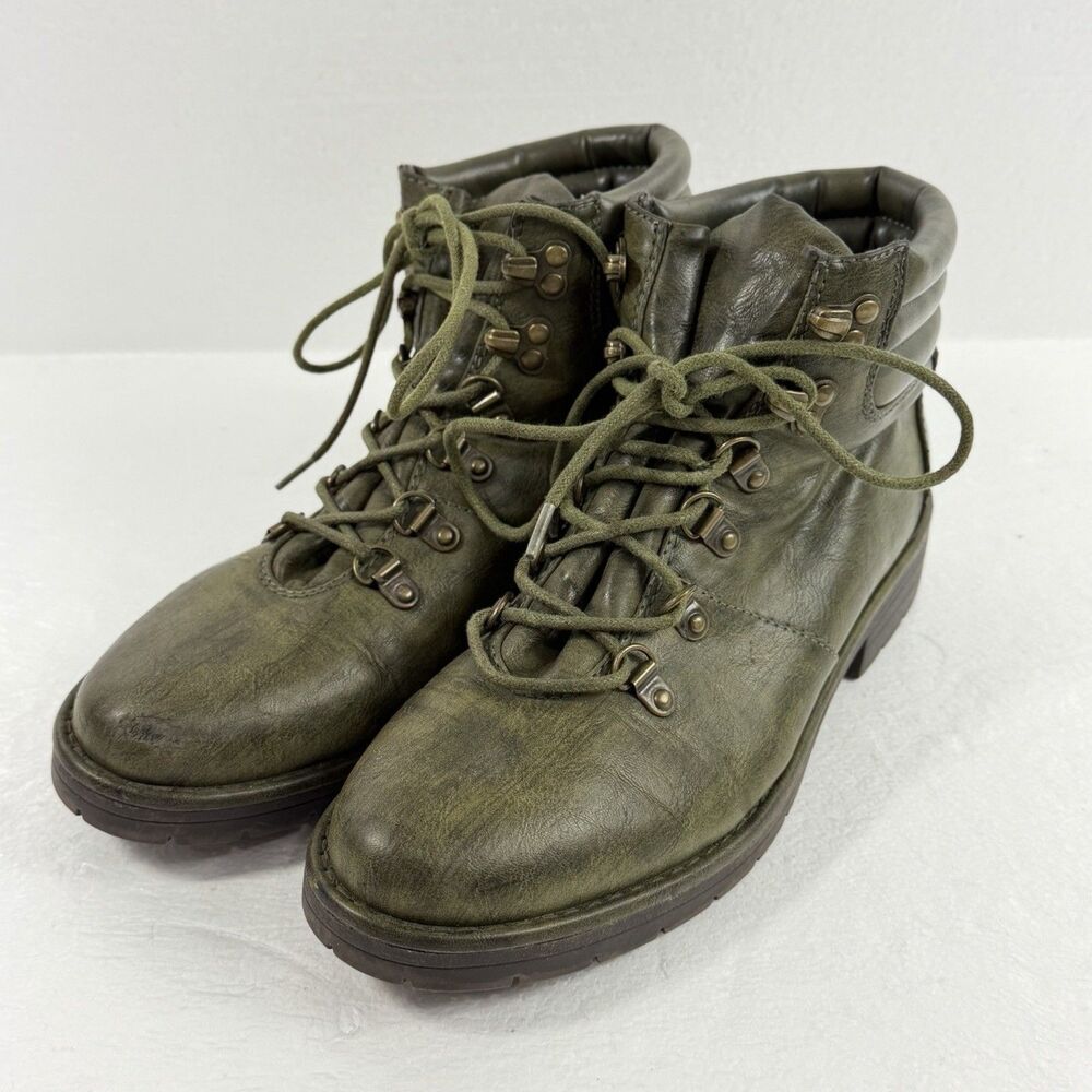 Seven Dials Reedy Olive Green Hiking Combat Boots Womens 8.5M Lace Up Lug Sole